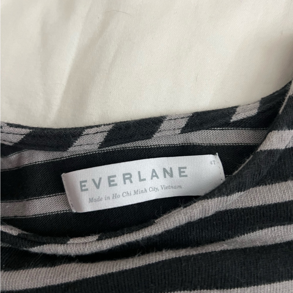 Everlane Striped Black and Gray Tee